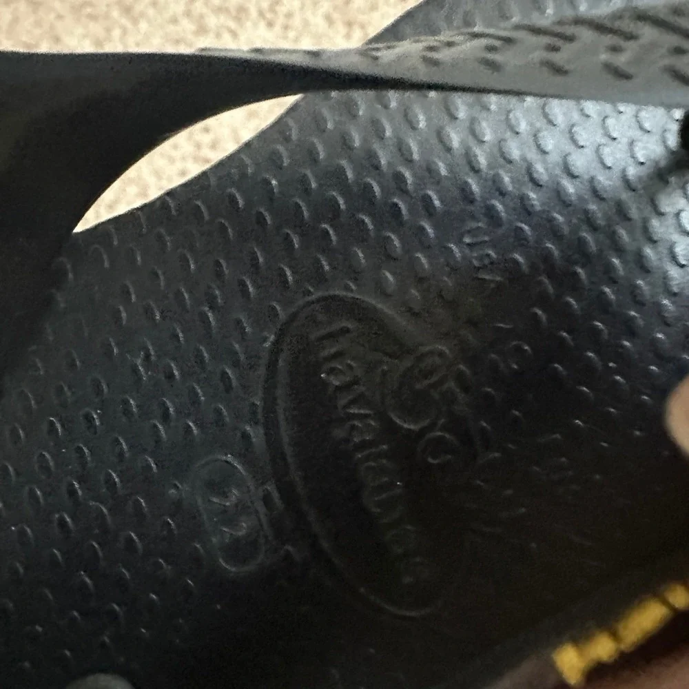 Havaianas Flip Flops Kids 7C Black Brazil Logo Elastic Back Strap Sandals